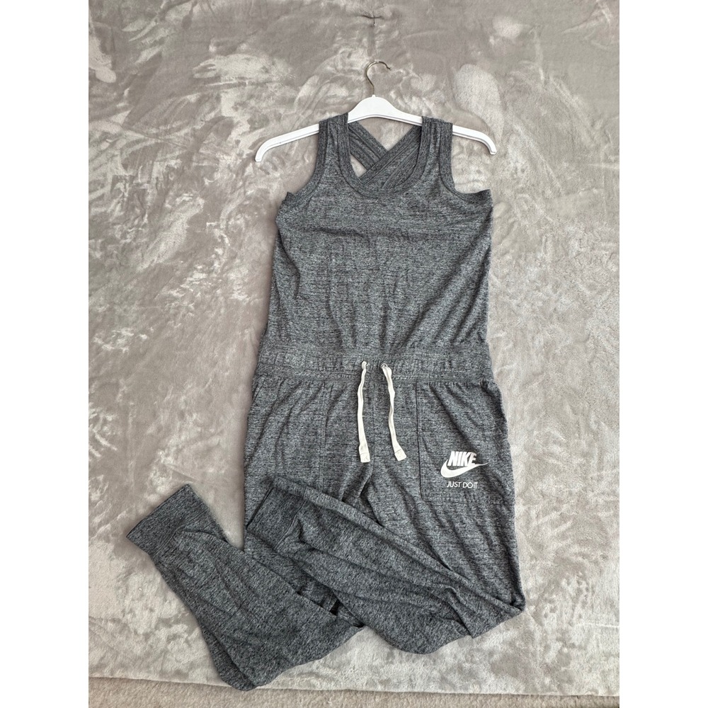 Nike Gray Sleeveless Jumpsuit Romper with Drawstring
